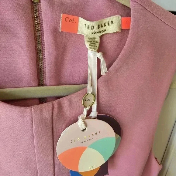 COPY - NWT $229 Ted Baker Papron Tie Front Dress-Pink-(Ted Baker Size 1) - Picture 7 of 13